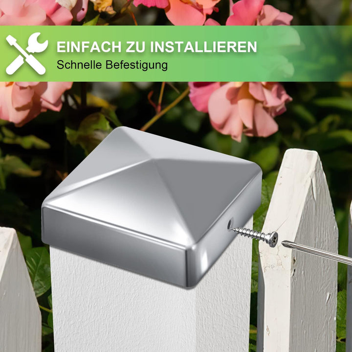Gimisgu 10 Pfostenkappen 91x91mm Zaunpfosten Metall Zaunpfosten verzinkt Pyramiden Form Pfostenabdec