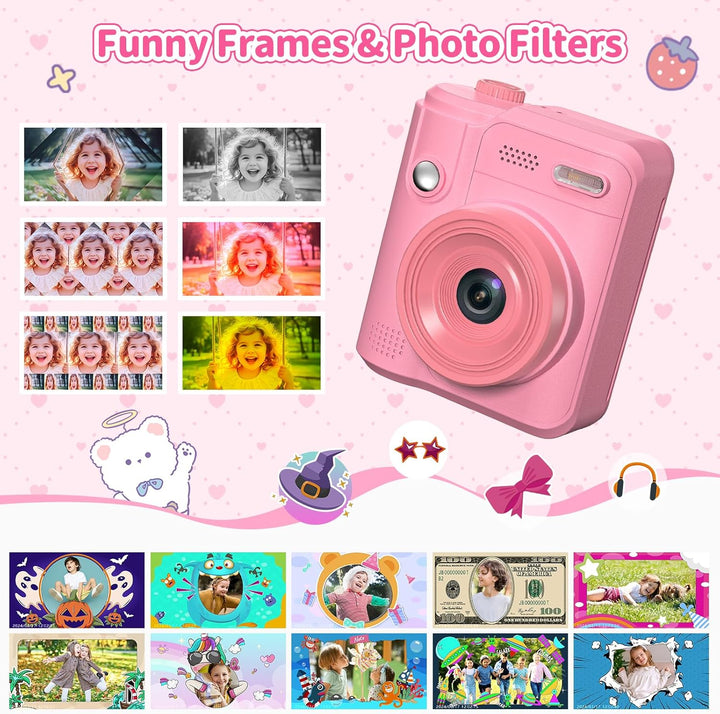 Gofunly Sofortbildkamera Kinder, 1080P HD Kinderkamera Sofortbildkamera mit 32GB Karte & DruckerPapi