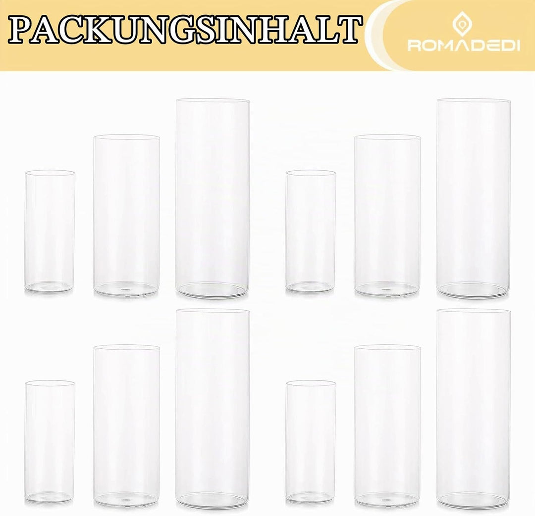 Windlicht Glas Kerzenhalter Kerzenständer Glaszylinder：Romadedi 12er Set Windlichter für Kerzen Stum