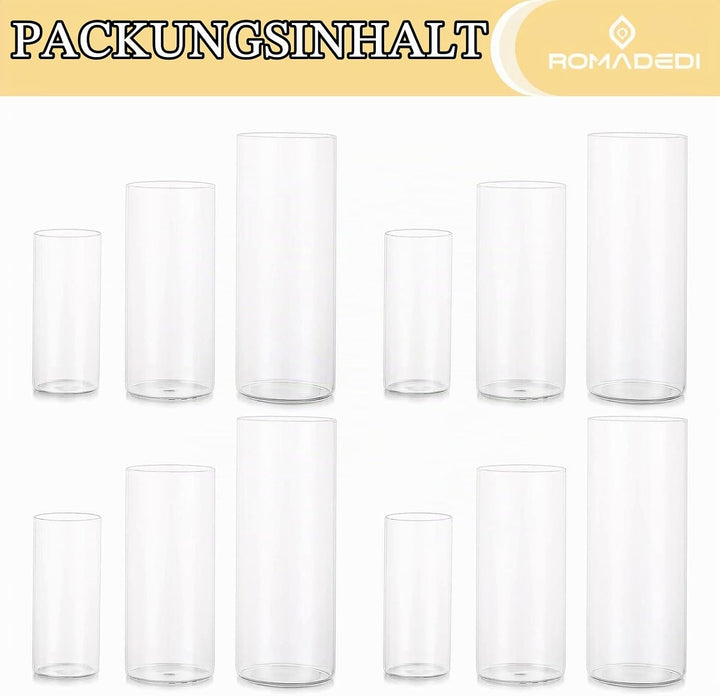 Windlicht Glas Kerzenhalter Kerzenständer Glaszylinder：Romadedi 12er Set Windlichter für Kerzen Stum