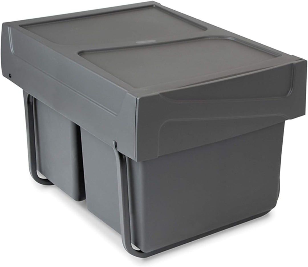 Emuca - Küchenabfalleimer mit unterseitiger Befestigung, 2 ausziehbarer 15 L Recycle-Mülleimer, Gesa