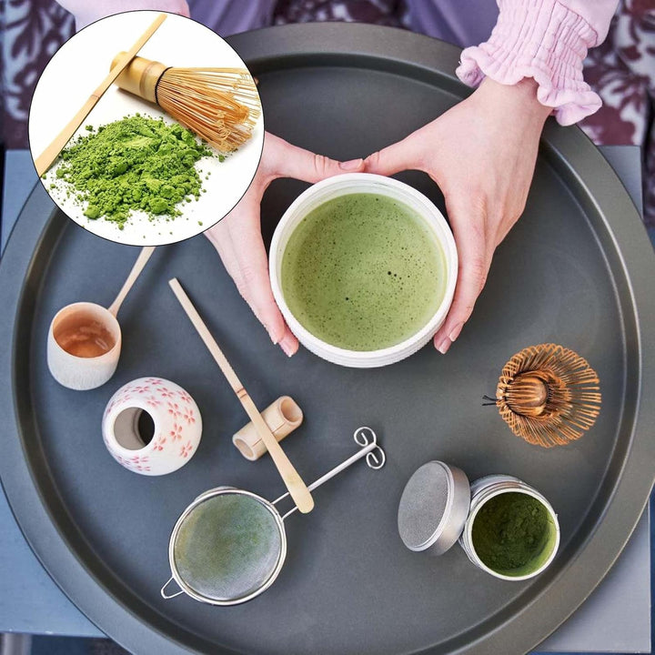 5 Stück Matcha Tee set, Matcha set mit Matcha Besen, Matcha Schale aus Keramik, Bambusbesen Matcha B