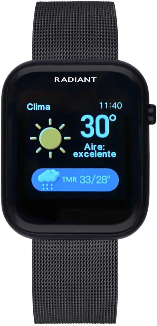 Radiant Manhattan Smartwatch Kollektion Schwarz mit Silikonband IP68 35 mm RAS10101, Schwarz, Streif