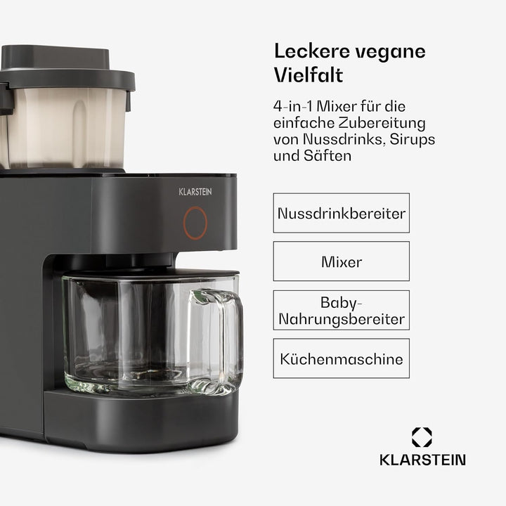 Klarstein Mixer, Standmixer mit 300 Motor- und 1250 Watt Heizleistung, Hochleistungsmixer für Pflanz