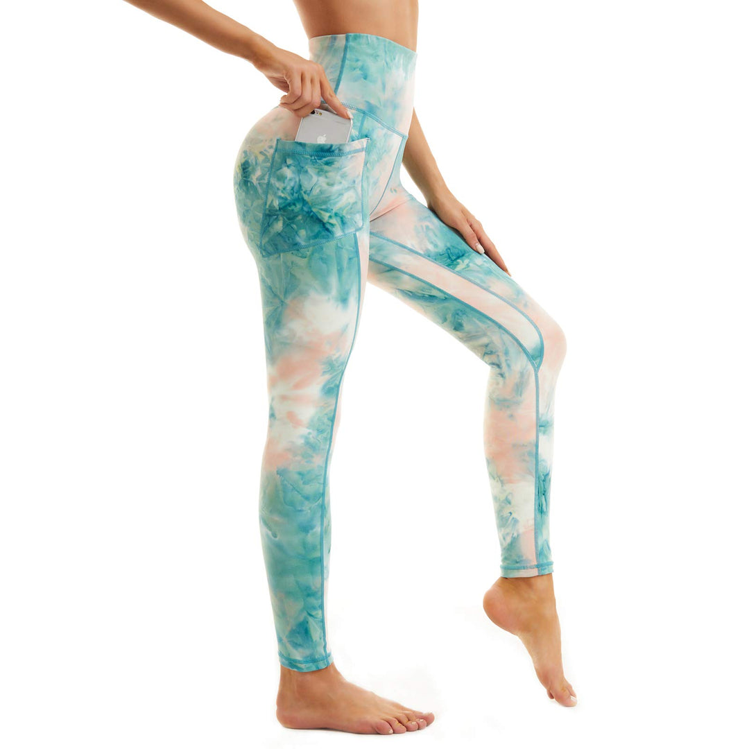AMYTIS Damen Sport Leggings Yogahose High Waist mit Taschen Fitness Stretch Blickdicht Lang Gym Hand