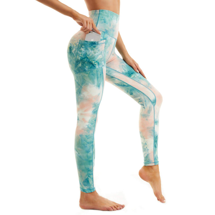 AMYTIS Damen Sport Leggings Yogahose High Waist mit Taschen Fitness Stretch Blickdicht Lang Gym Hand