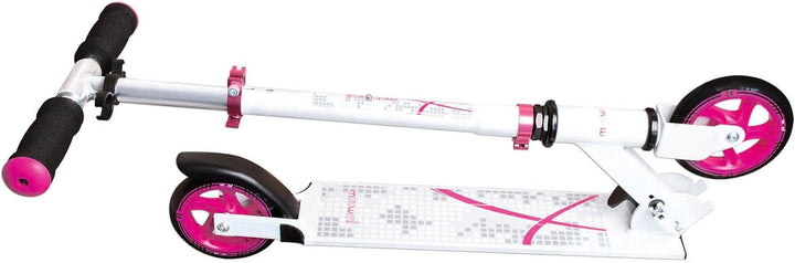 muuwmi Aluminium Scooter – Tretroller, 125 mm, ABEC 5, GS geprüft, höhenverstellbar weiss-pink, weis