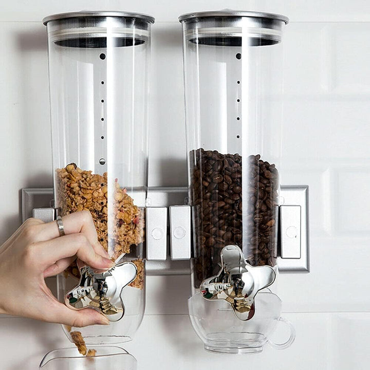 SHZICMY 2 Müslispender, 3L Cerealienspender Wand, Cornflakesspender Doppel-Spender mit Stopfen und T