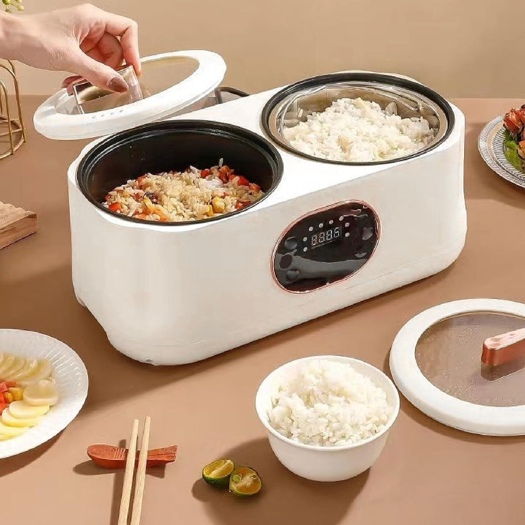 Multifunktionaler Kochtopf, Electric Double Rice Cooker Lunch Maker mit 2 Innentöpfen, Touchpanel, W