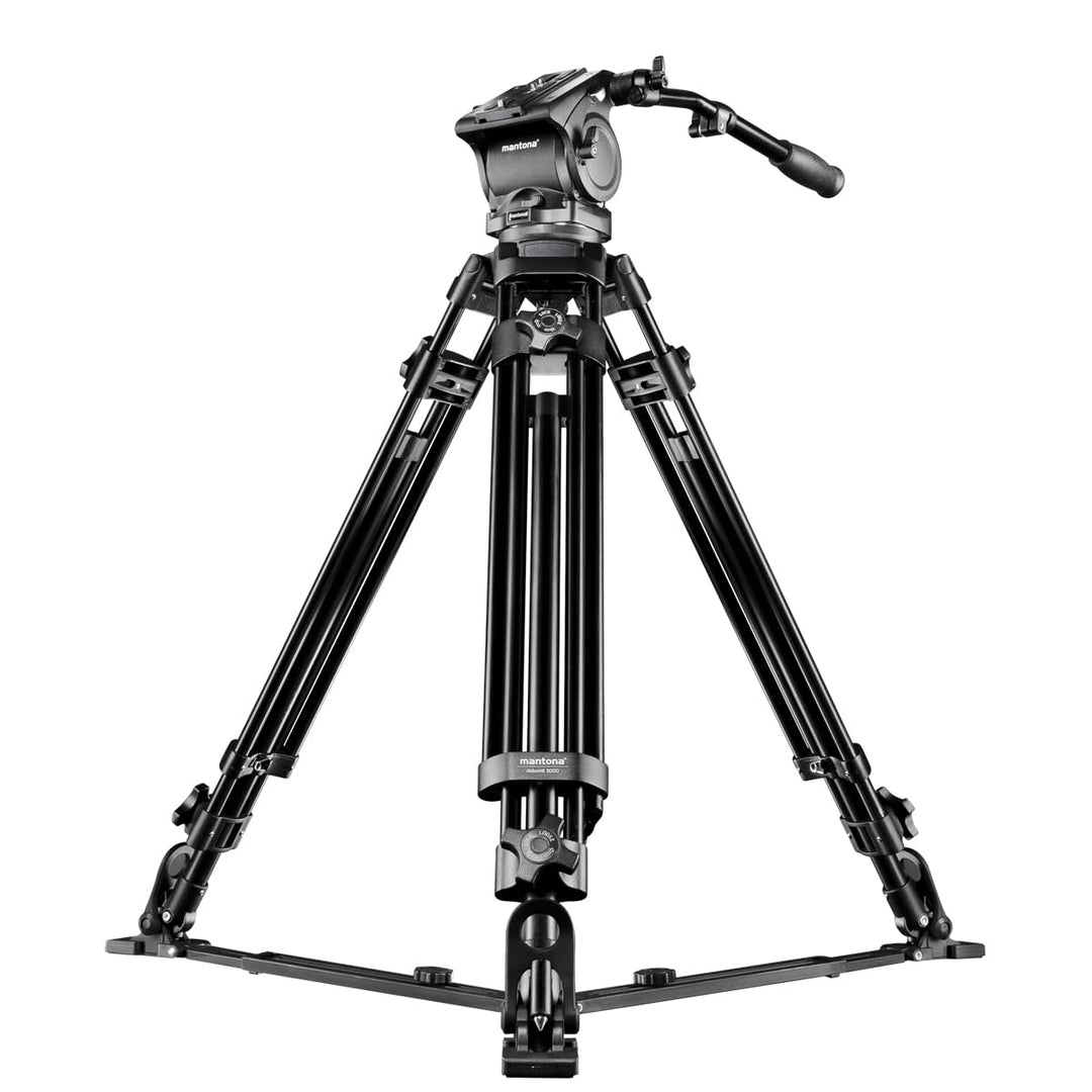 Mantona Dolomit 4000 Videostativ 170 cm (inkl. Fluid-Neiger, Counter Balance System, Wasserwaage, Bo
