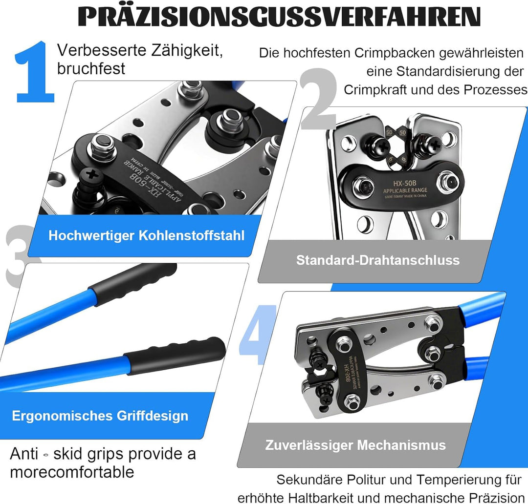 Crimpzange Kabelschuhe AWG Draht Crimper mit 100 Stück Schrumpfschlauch und 60 Kupferanschlüsse, bat