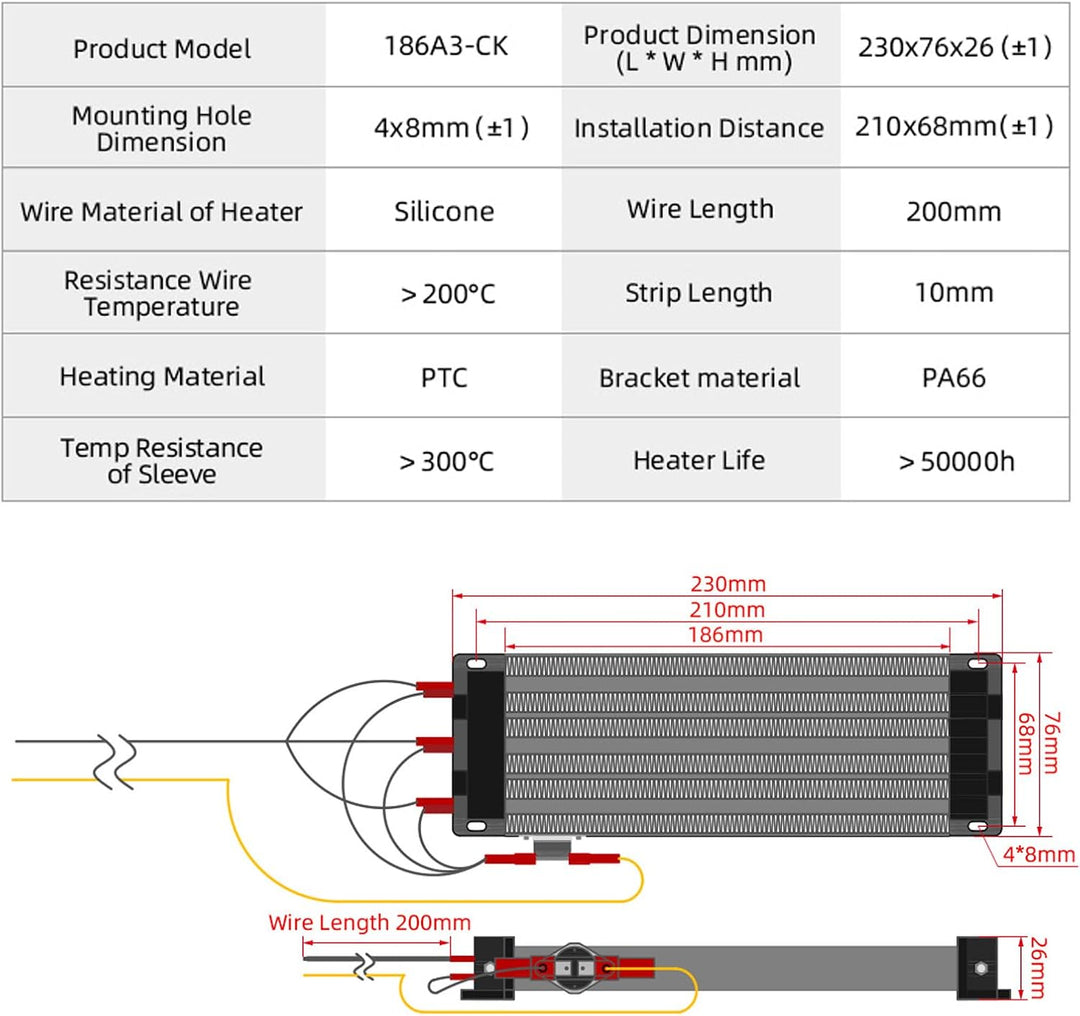 PTC-Heizelement 220V 600W PTC-Keramik-Luftheizgerät Heizung