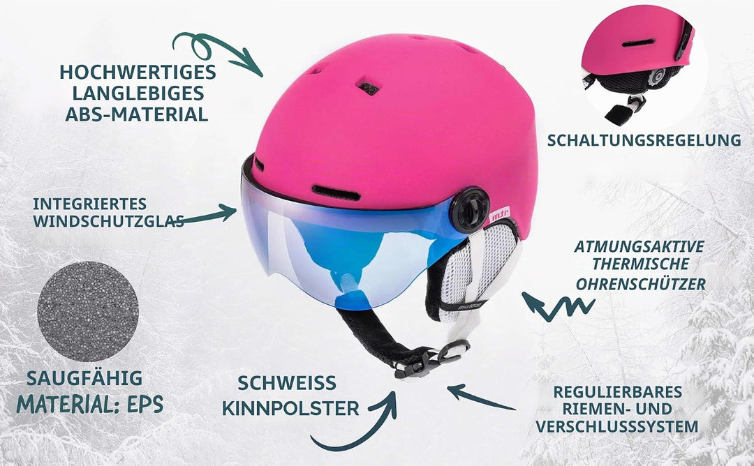 meteor Skihelm Kinder Snowboard Helm Herren Ski Helmet fur Mädchen Jungen Skihelm Damen L (58-61cm)