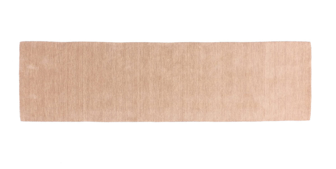 RUG PRINCE Wollteppich Gabbeh Uni 80x200 Handgewebt Läufer Beige Einfarbig Handarbeit