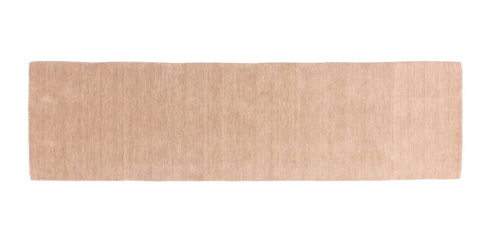RUG PRINCE Wollteppich Gabbeh Uni 80x200 Handgewebt Läufer Beige Einfarbig Handarbeit