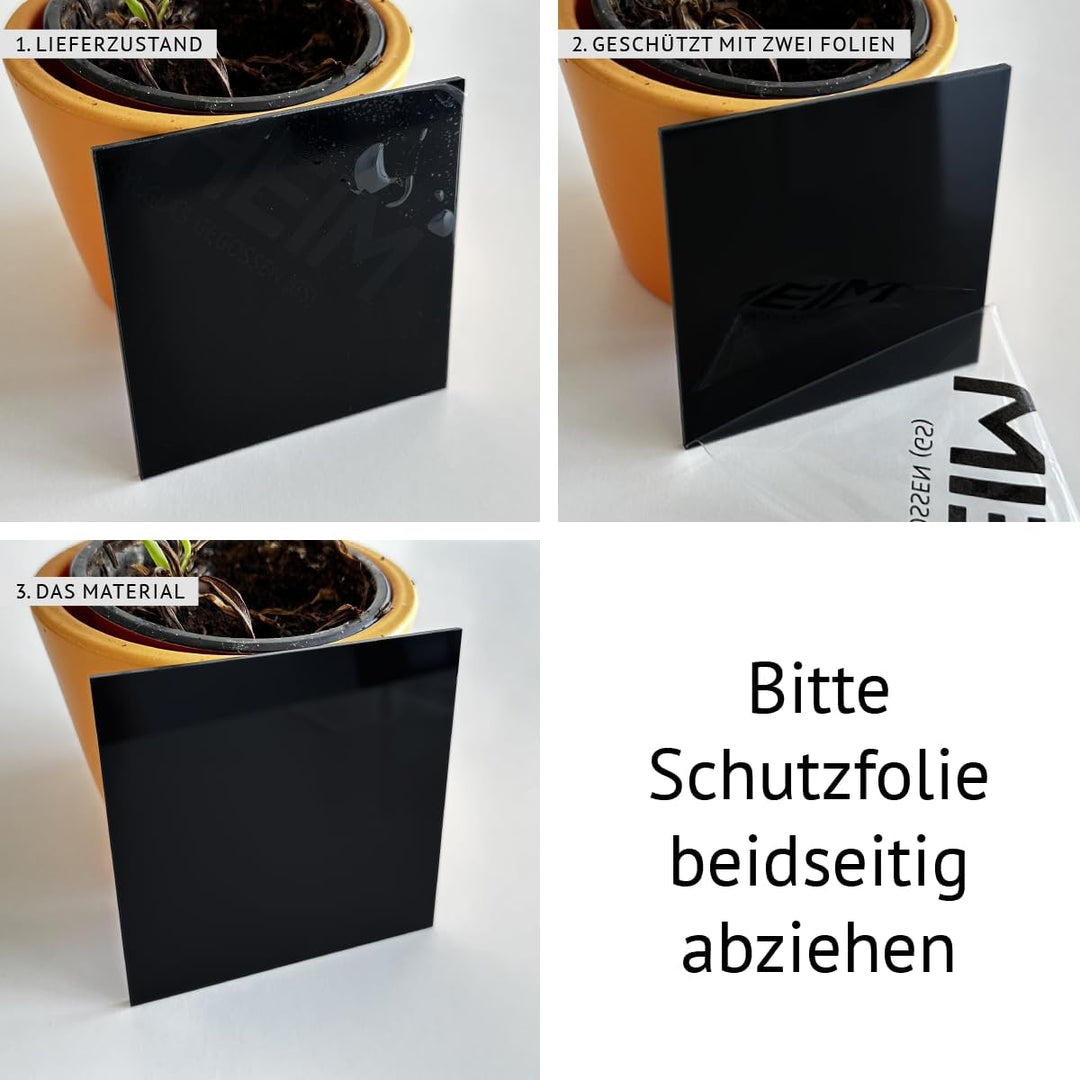 Acrylglas PMMA GS Schwarz glänzend Zuschnitt nach Mass Scheibe Grösse Wählbar (10 mm, 600 x 700 mm)