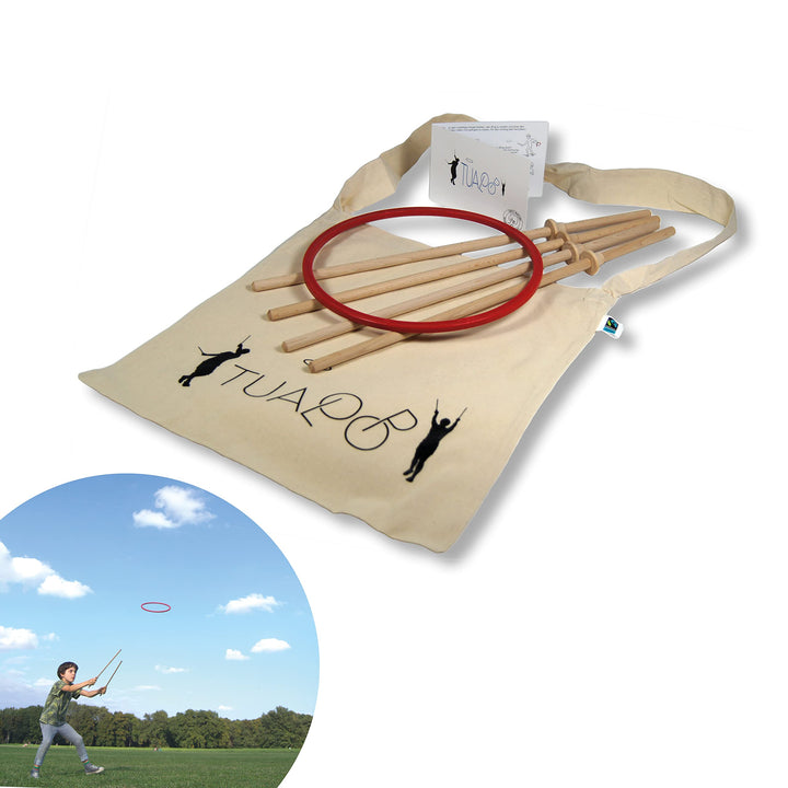 TicToys Tualoop Ringwurfspiel Set für 2 Spieler – Outdoor Spass aus Biowerkstoff | Ideal für Garten,