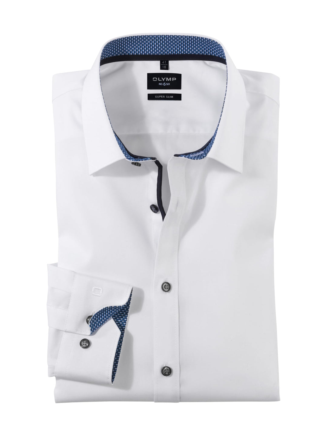 OLYMP Herren Oberhemd Langarm No. Six,Uni,super Slim,Urban Kent 36 Marine 18, 36 Marine 18