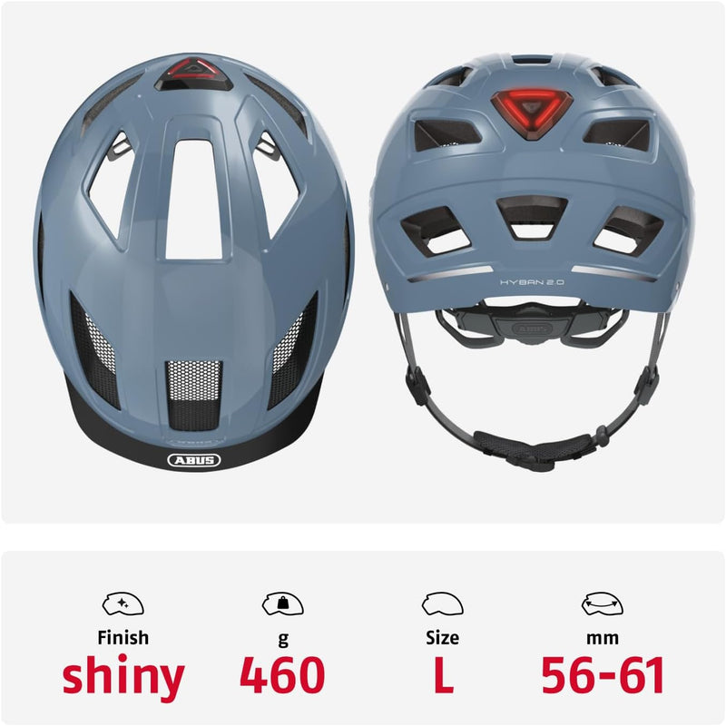 ABUS Stadthelm Hyban 2.0 - Fahrradhelm mit Rücklicht, ABS-Hartschale, guter Passform - für Damen und