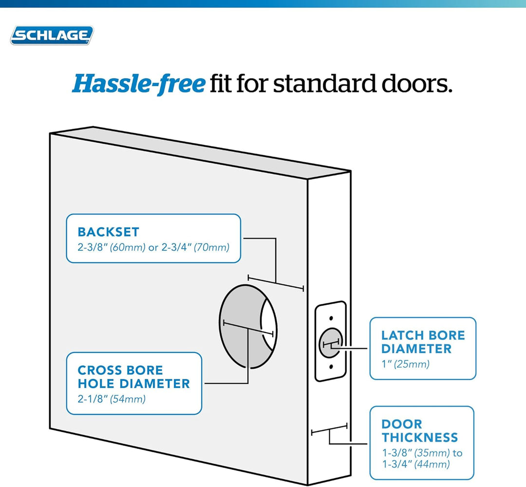 SCHLAGE F10 BWE 622 GSN Bowery Türknauf mit Greyson Zierleiste, Flur- und Schrankdurchgangsschloss,