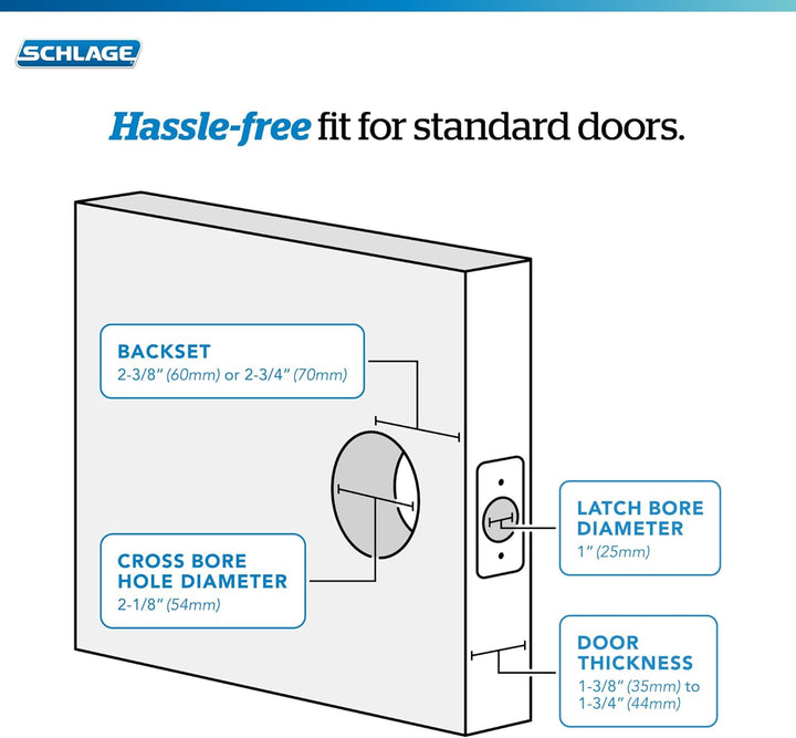 SCHLAGE F10 BWE 622 GSN Bowery Türknauf mit Greyson Zierleiste, Flur- und Schrankdurchgangsschloss,