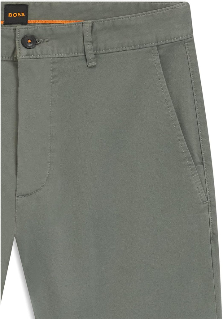 BOSS Herren Chino Slim Slim-Fit Chino aus elastischem Baumwoll-Satin 30W / 34L Open Grey76, 30W / 34