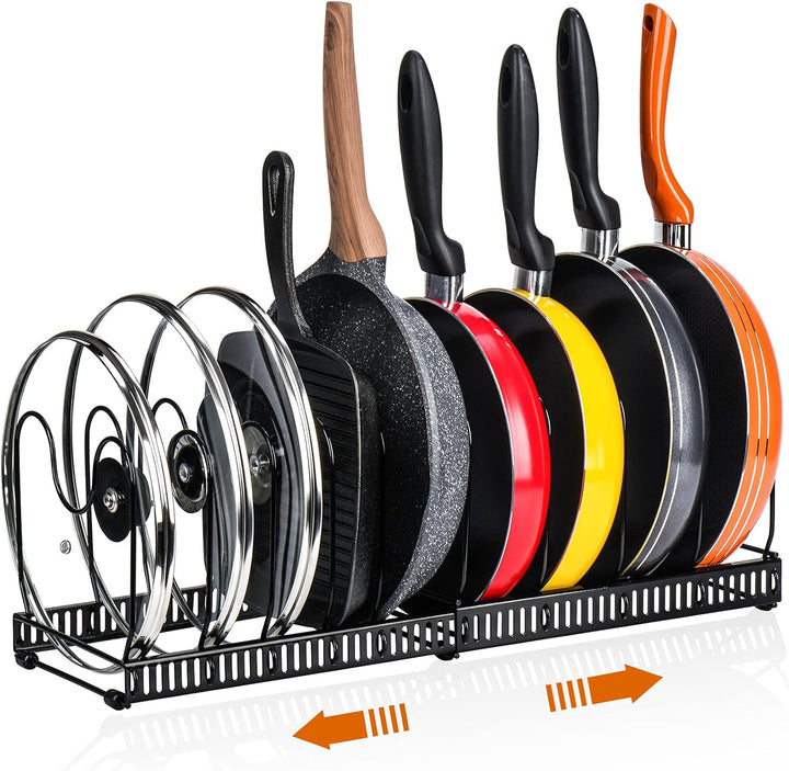 Toplife Pfannenhalter für schublade, erweiterbarer Pfannen Organizer, Deckelhalter mit 10 verstellba