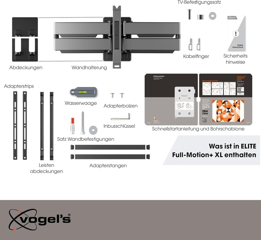 Vogel's TVM Elite 5855 Ultrastarke schwenkbare TV-Wandhalterung für grosse und schwere Fernseher von