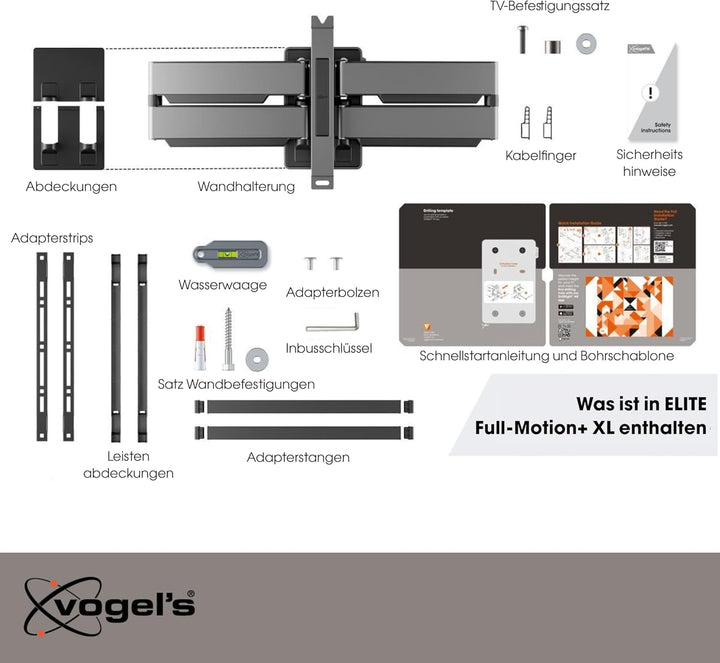 Vogel's TVM Elite 5855 Ultrastarke schwenkbare TV-Wandhalterung für grosse und schwere Fernseher von