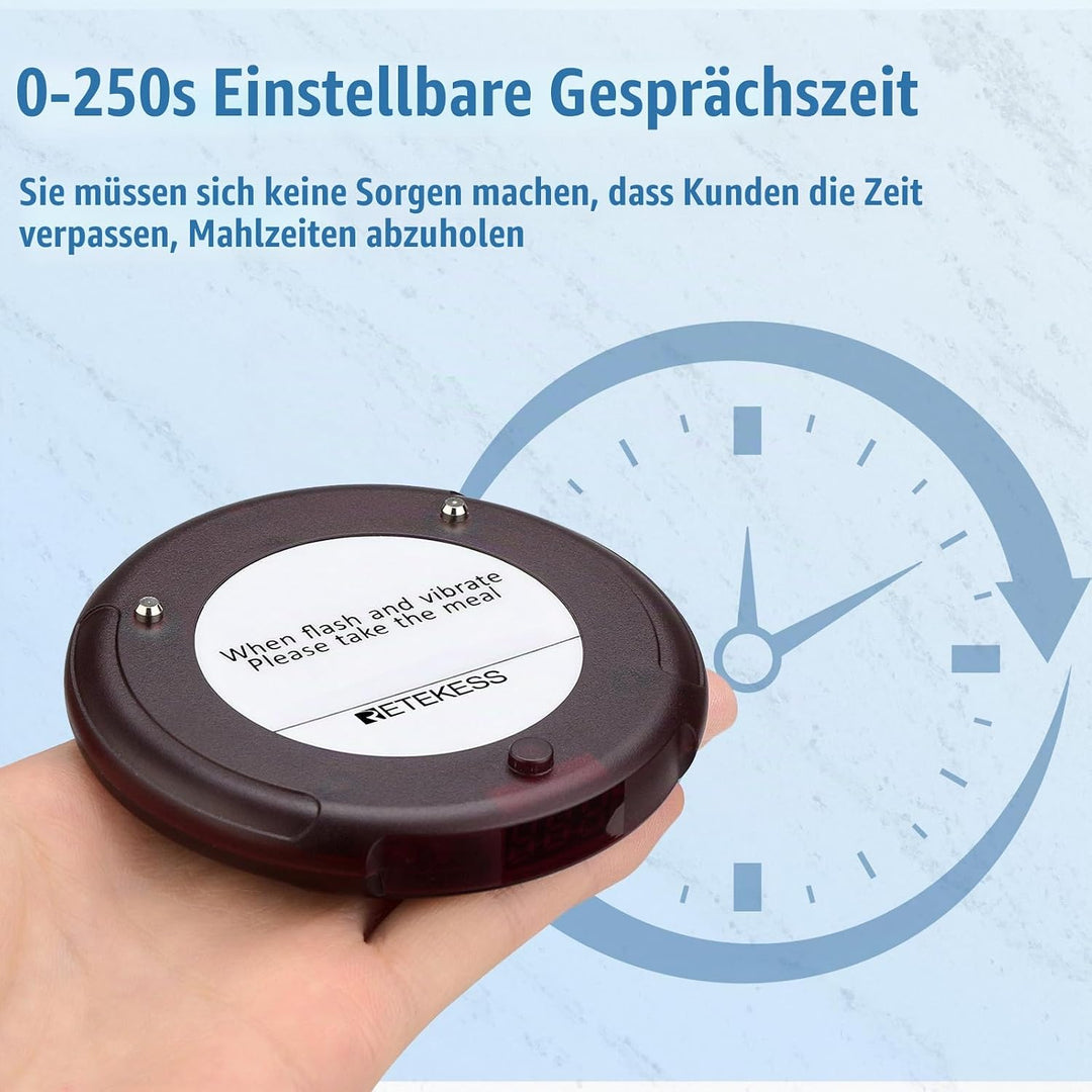 Retekess TD163 Pager Kompatibel mit TD163 Pager Rufsystem, 31 Anrufmodi, 400 m Entfernung, 300 mAh A