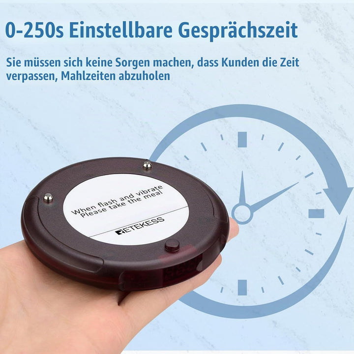 Retekess TD163 Pager Kompatibel mit TD163 Pager Rufsystem, 31 Anrufmodi, 400 m Entfernung, 300 mAh A