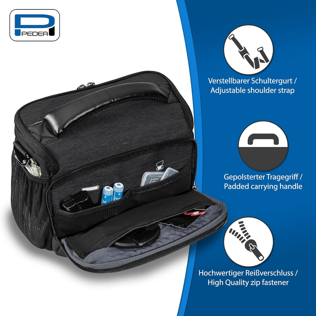 PEDEA DSLR-Kameratasche "Noble" Fototasche für Spiegelreflexkameras mit wasserdichtem Regenschutz, T