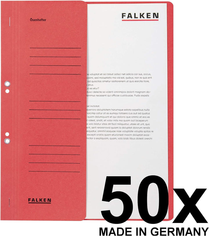 Original Falken 50er Pack Ösenhefter. Made in Germany. Aus Recycling-Karton mit halbem Vorderdeckel
