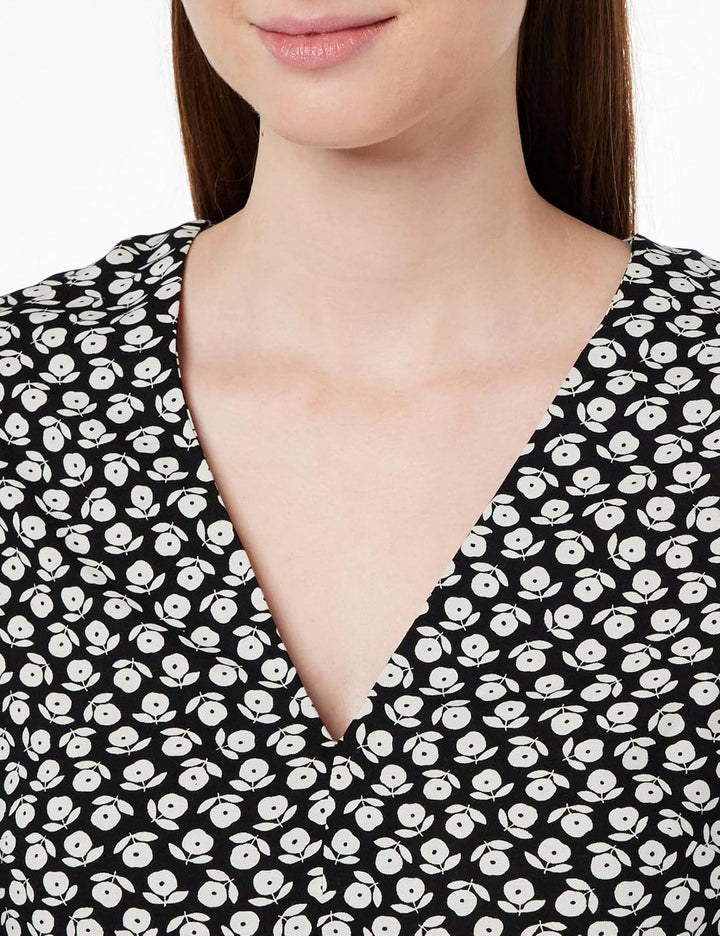 United Colors of Benetton Damen Kleid S Schwarz mit Blumenmuster, 71 W, S Schwarz mit Blumenmuster,