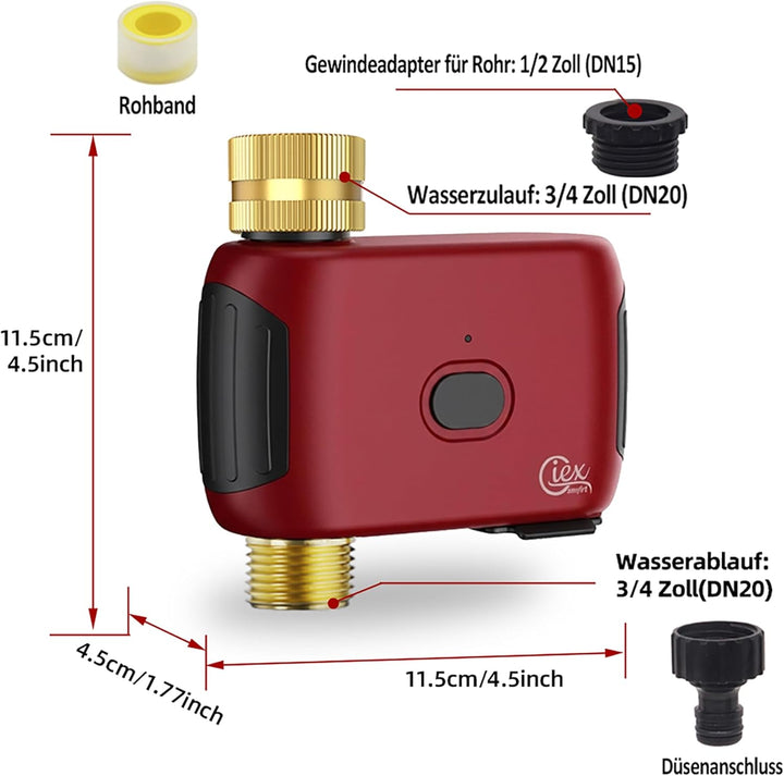 GIEX WLAN Bewässerungscomputer, Smarter Wasserhahn-Timer für Gartenbewässerung, kompatibel mit Alexa