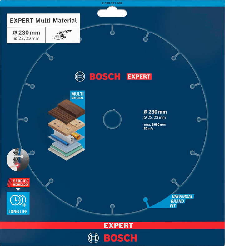 Bosch Professional 1x Expert Carbide Multi Wheel Trennscheibe (für Hartholz, Ø 230 mm, Zubehör Winke