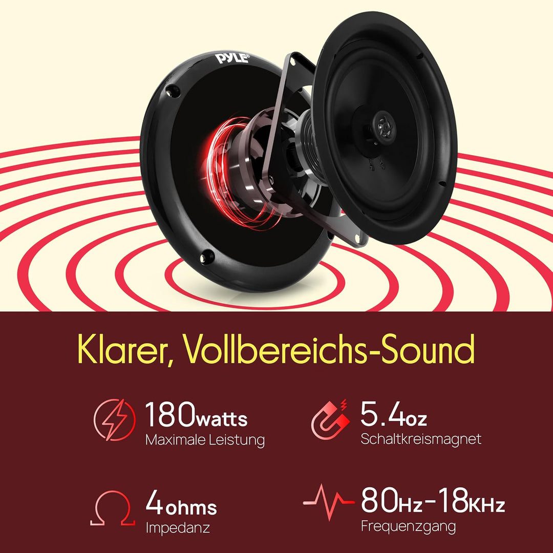 Pyle Marine Speakers - 5.25 Inch Low Profile Slim Style Waterproof Wakeboard Tower and Weather Resis