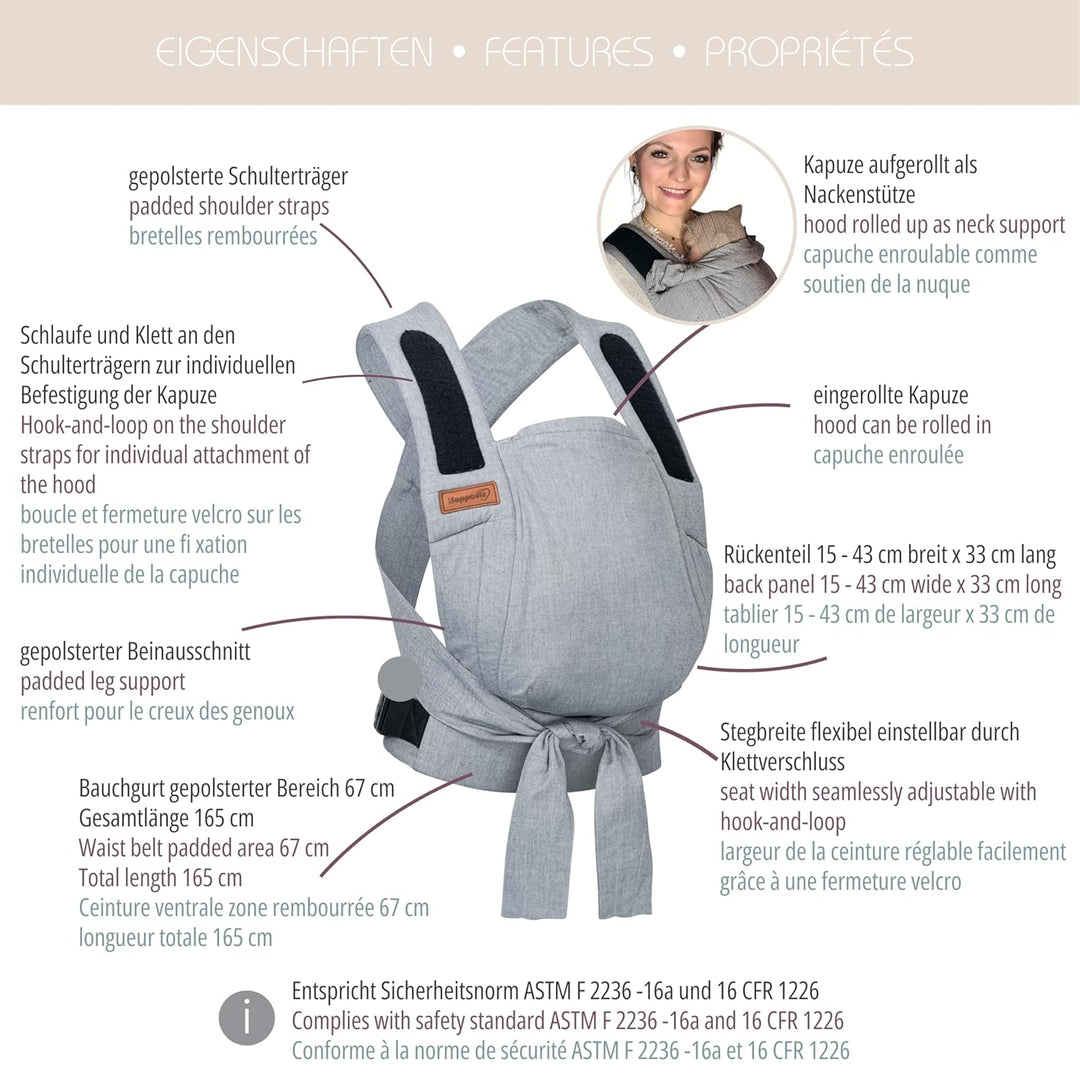 Hoppediz Babytrage Bondolino b.pure Design Siena