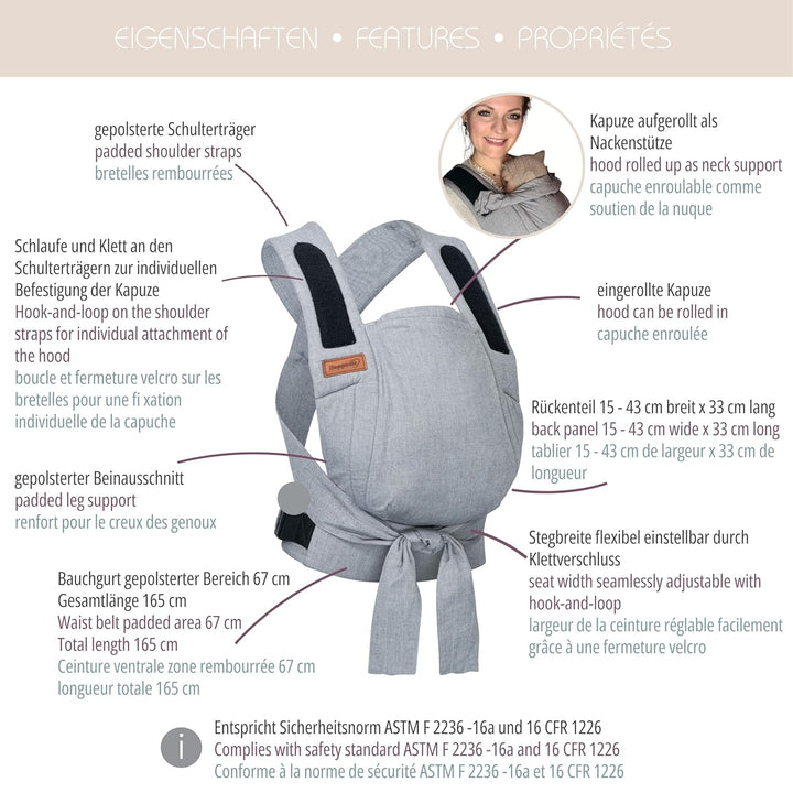 Hoppediz Babytrage Bondolino b.pure Design Siena