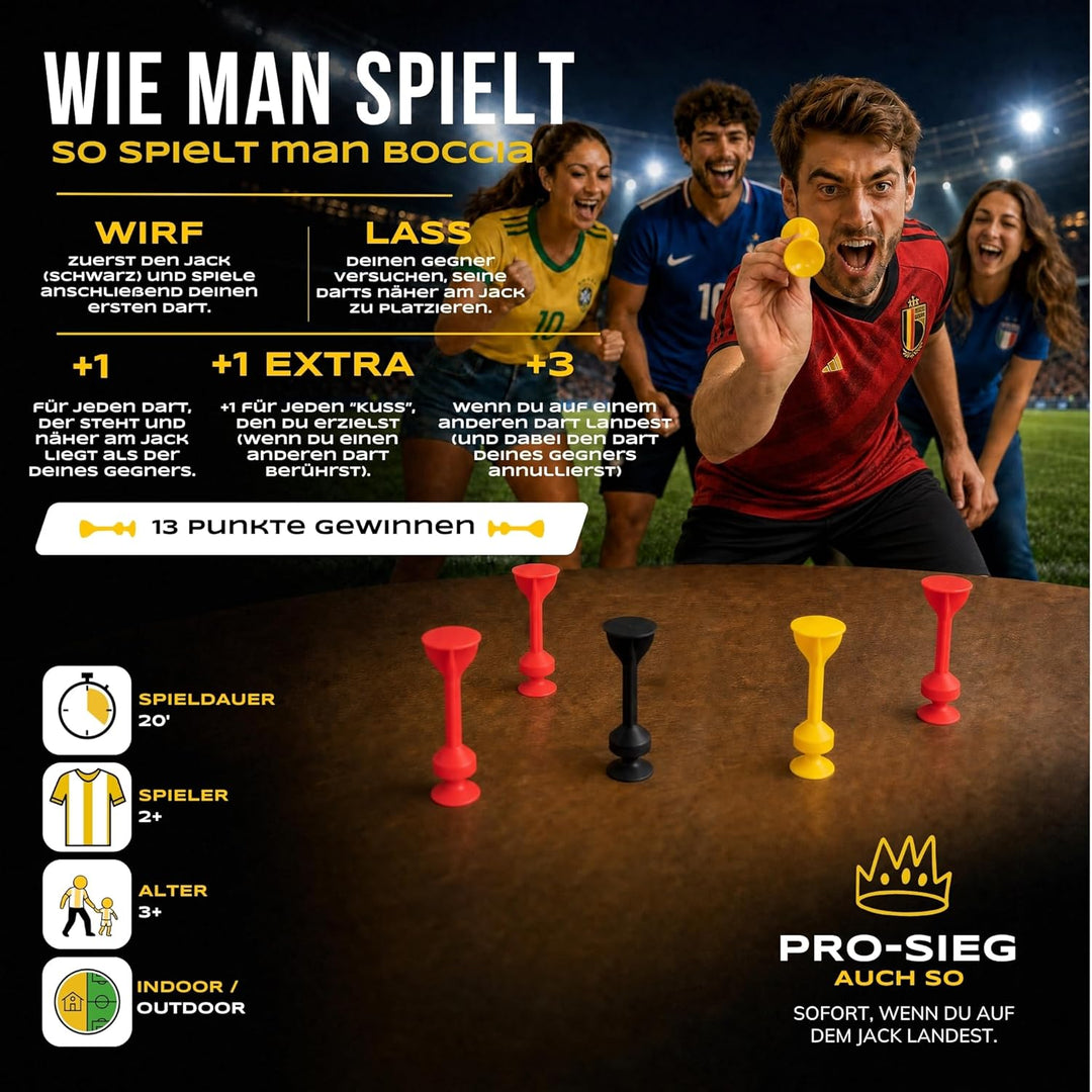 TOSSIT Spiel Saugnapf Darts, Indoor Outdoor Drinnen Draussen, Boccia, Petanque, Wurfspiel, Nachhalti