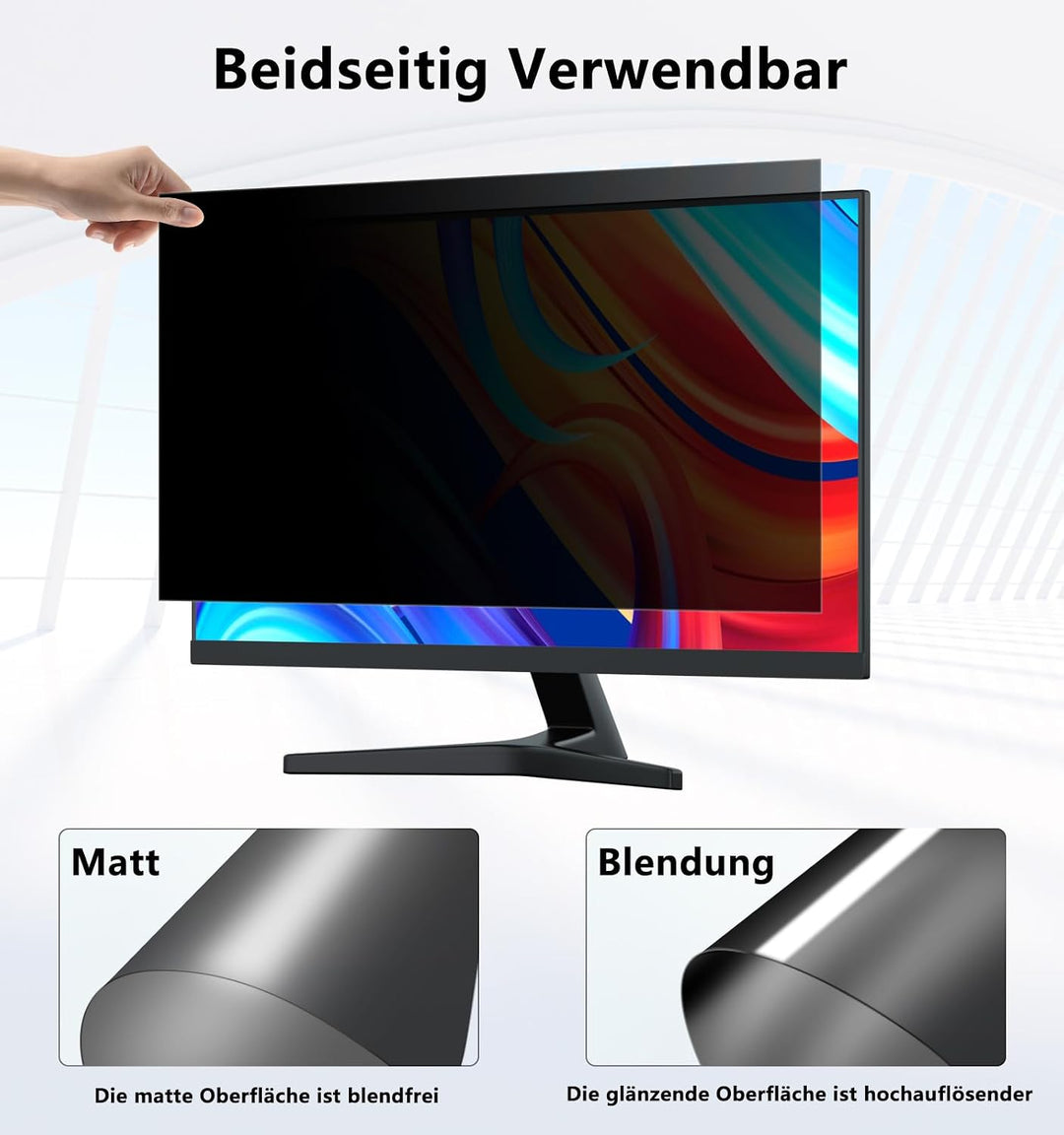 PYS Blickschutzfolie Monitor 28 zoll Sichtschutz für Monitor 16:9 | Anti-Blaulicht Blendfrei Abnehmb