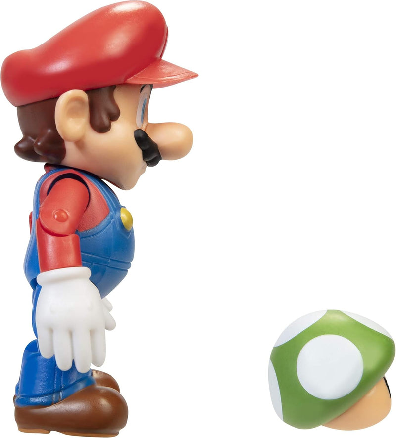 Nintendo JAKKS – 406754 Super Mario – Mario mit 1 up Mushroom – 10cm Spielfigur