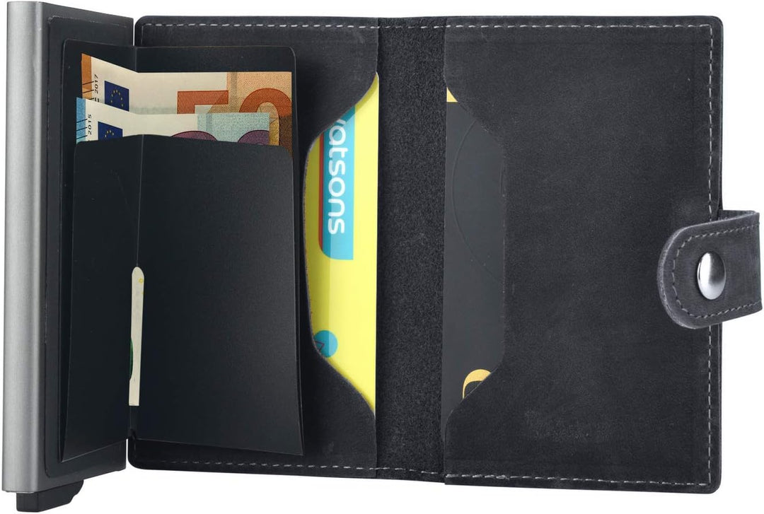 mogdi Mini Black Premium Herren Portmonee RFID Schutz Kartenetui Business Geldbörse feinstes A++ Ech