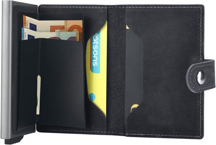 mogdi Mini Black Premium Herren Portmonee RFID Schutz Kartenetui Business Geldbörse feinstes A++ Ech
