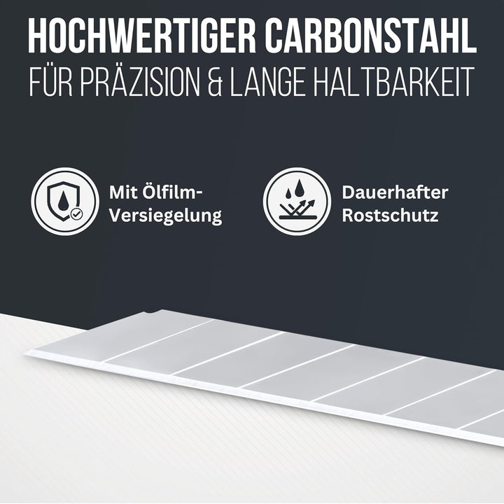 Filzada ® 100x Cuttermesser Klinge 18mm - Abbrechklinge/Messerklinge Carbonstahl, 100x Cuttermesser