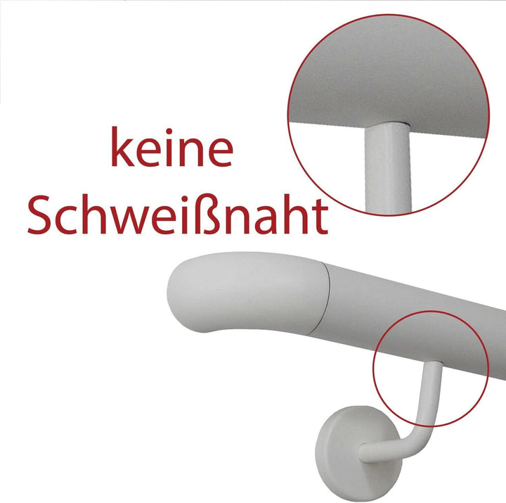 TIBU Handlauf Edelstahl weiss pulverbeschichtet 42,4 mm Geländer innen aussen wetterfest, Länge 100