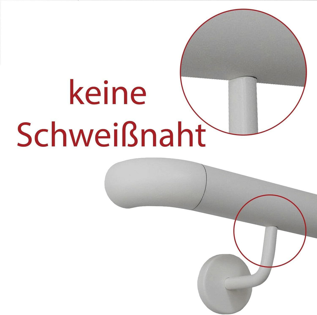 TIBU Handlauf Edelstahl weiss pulverbeschichtet 42,4 mm Geländer innen aussen wetterfest, Länge 200