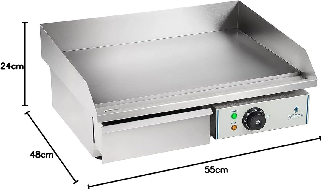 Royal Catering Grillplatte elektrisch Elektrogrill Gastronomie Tischgrill Edelstahl RCEG-55 (3000 W,