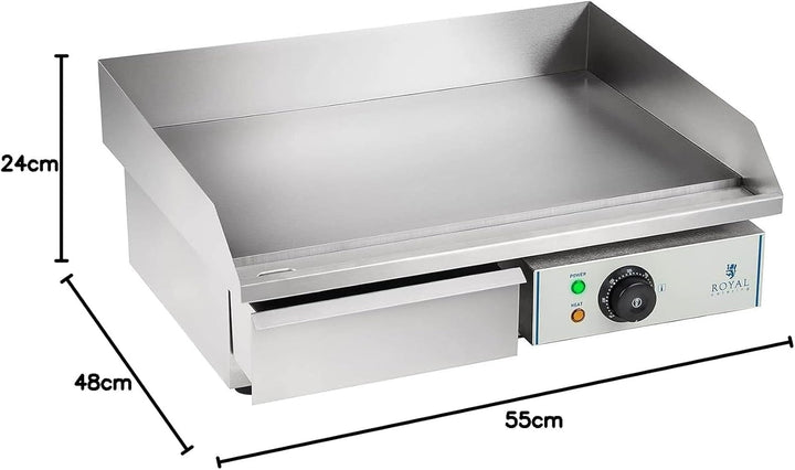 Royal Catering Grillplatte elektrisch Elektrogrill Gastronomie Tischgrill Edelstahl RCEG-55 (3000 W,