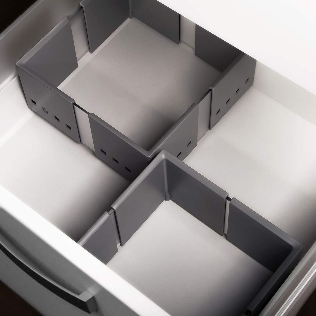 4er Set SO-TECH® CuisioFlex Trennwand Organisationsrahmen Aluminiumgrau/Weiss transluzent 4 Stück -